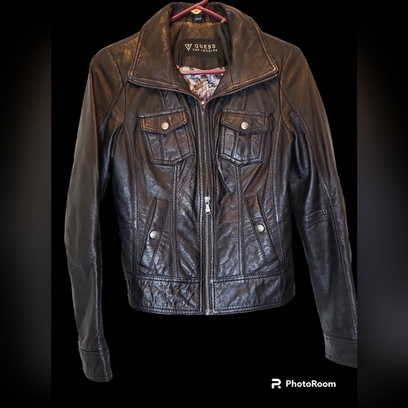 Guess Los Angeles Small soft leather black coat - Picture 9 of 16